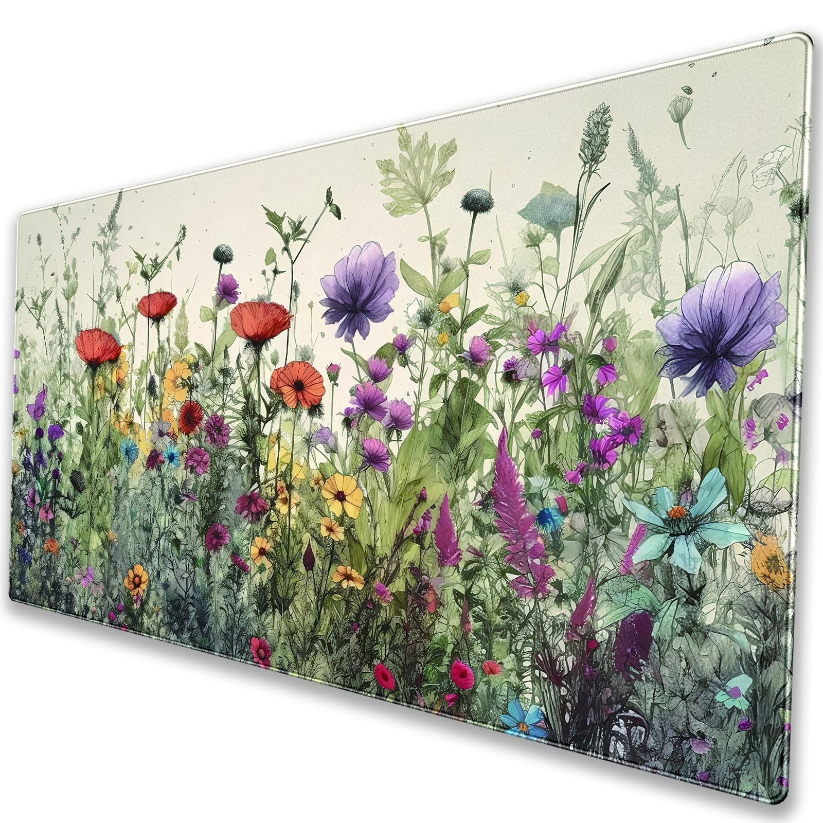 Aesthetic Watercolor Floral Desk Mat Extended Gaming Mouse Pad XL