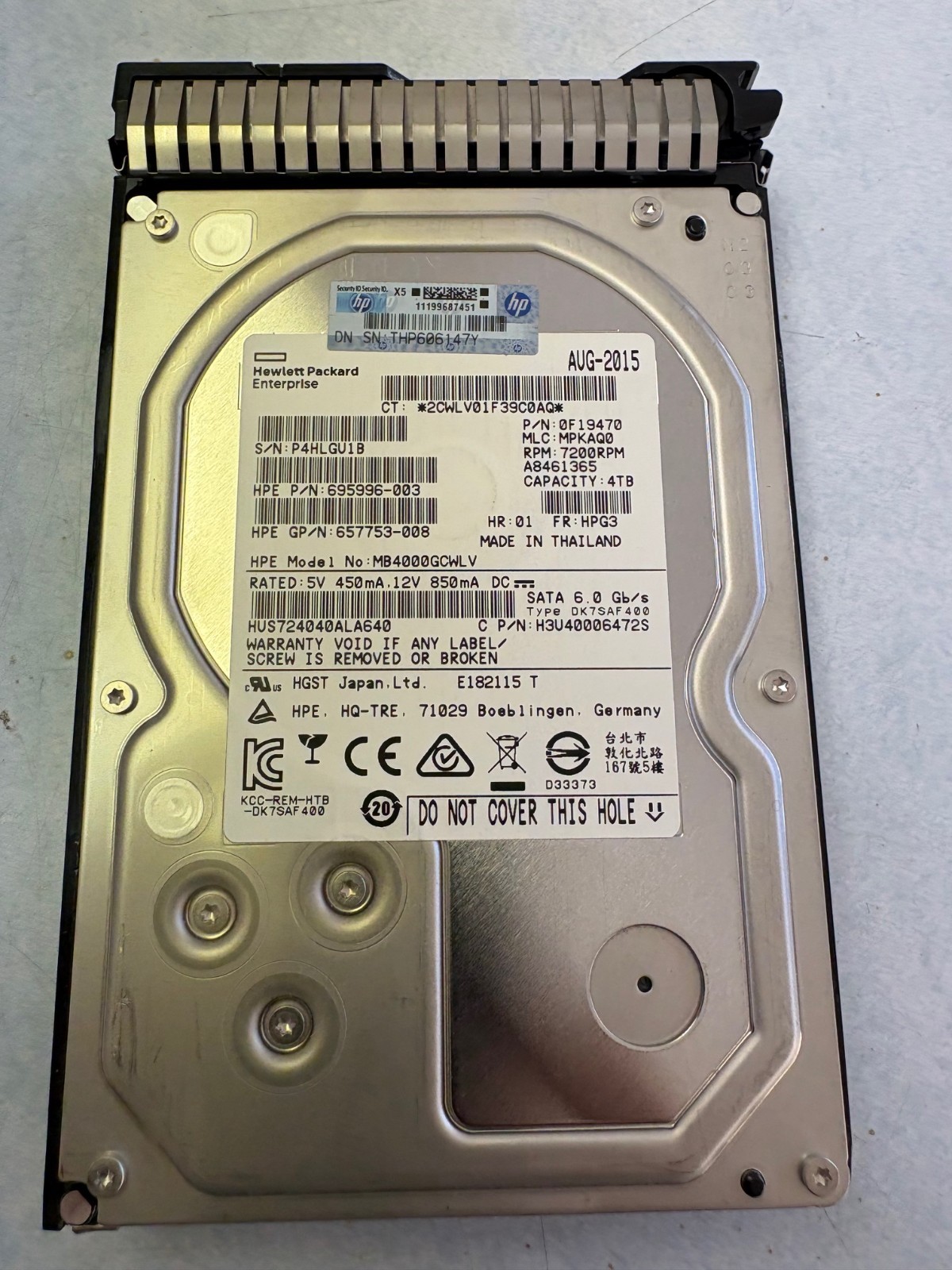 693687-B21,693720-001 HP 4TB 7.2K 6G SATA 3.5IN SC HDD