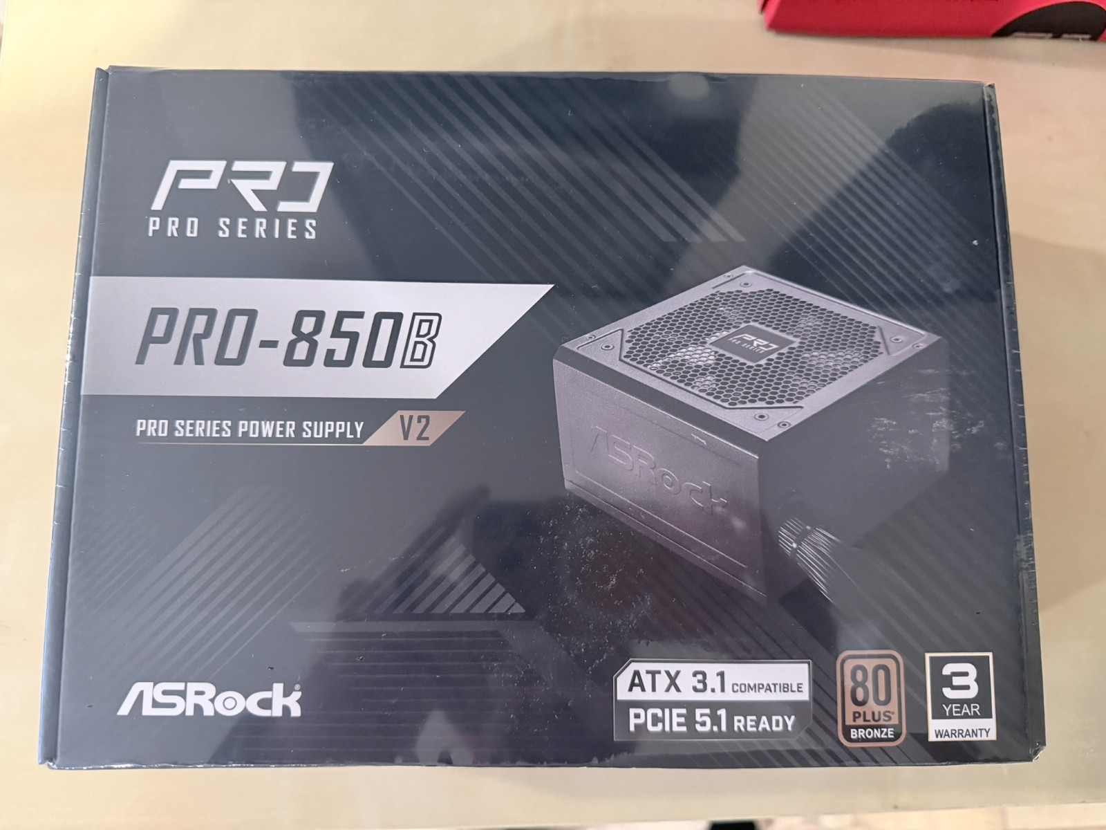 ASRock PRO-850B PRO Series 850W ATX 3.1 80 Plus Bronze Power Supply Black New 