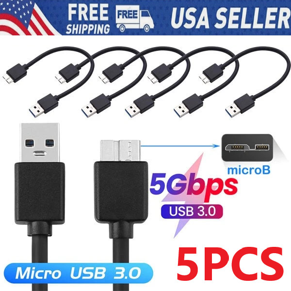 5PCS Micro USB 3.0 Cable High Speed Data SYNC For HDD External Hard Drive