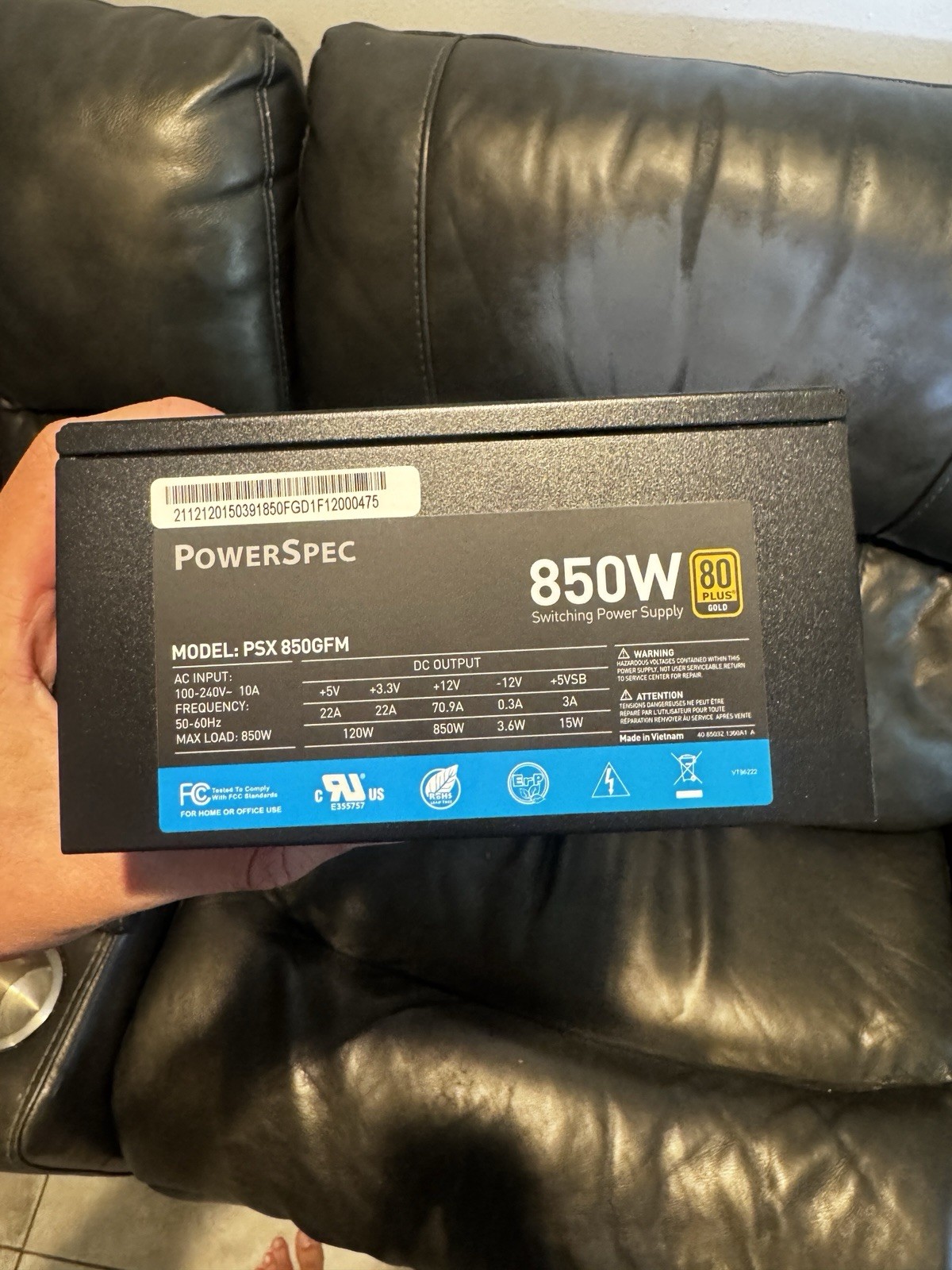 PowerSpec PSX 850GFM 850W 80 PLUS Gold Modular ATX Power Supply