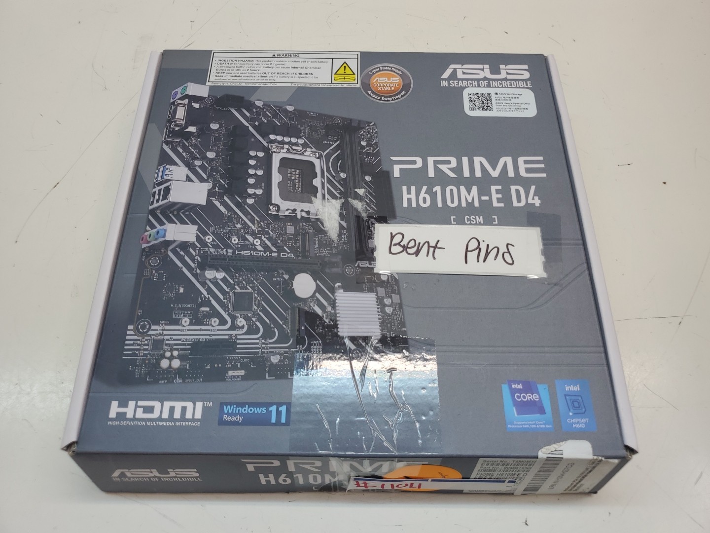 ASUS Prime H610M-A D4-CSM LGA 1700 Micro-ATX Commercial UNTESTED PARTS/REPAIRS