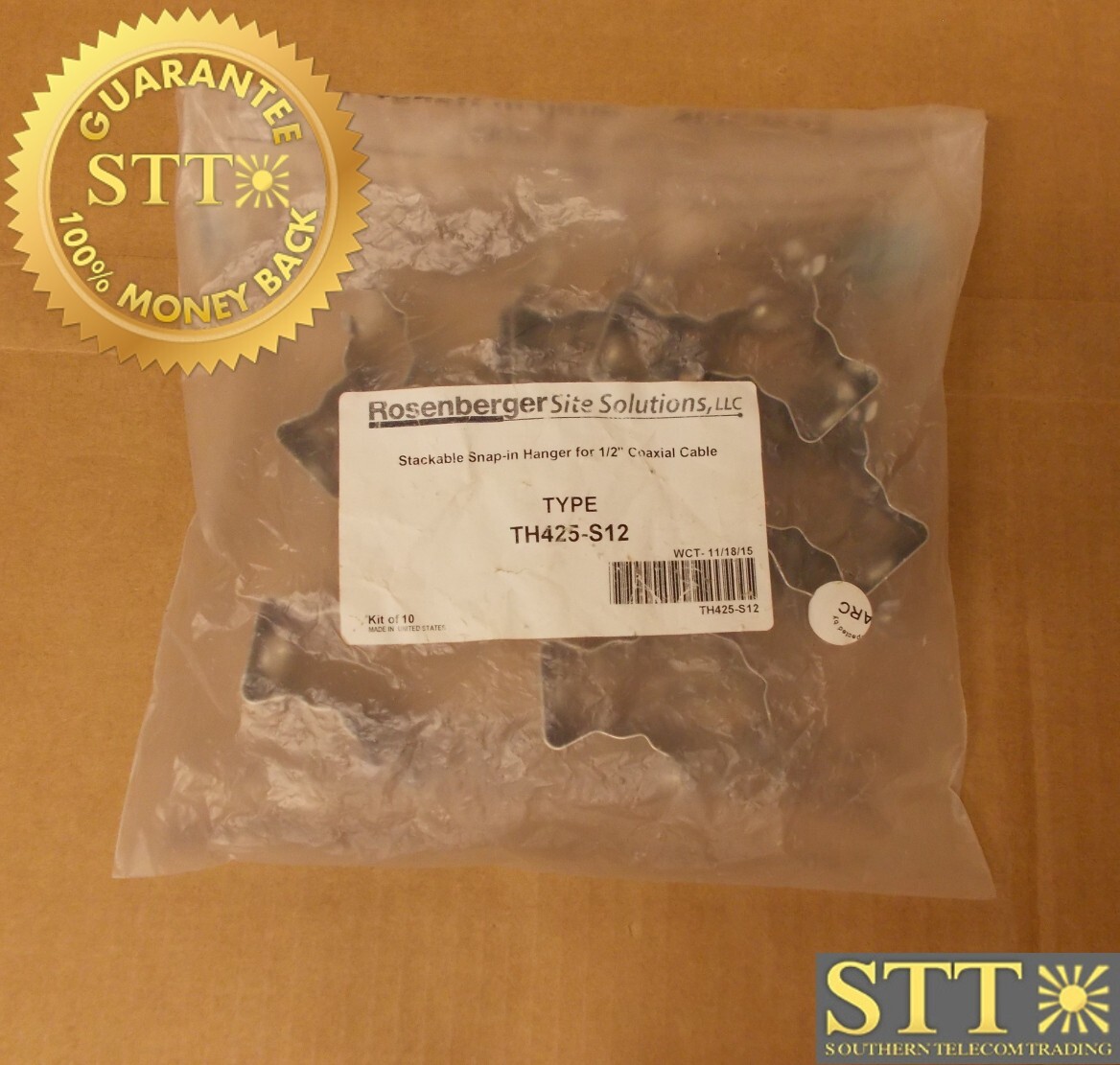 TH425-S12 ROSENBERG STACKABLE SNAP IN HANGERS FOR 1/2" COAXIAL CBL PK OF 10 NEW