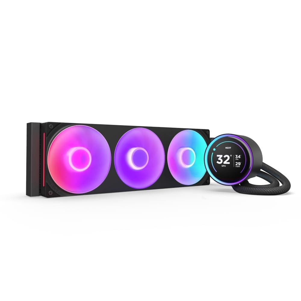 NZXT Kraken Elite 360 RGB AIO CPU Cooler with 2.36" IPS LCD F360 Fans - Black