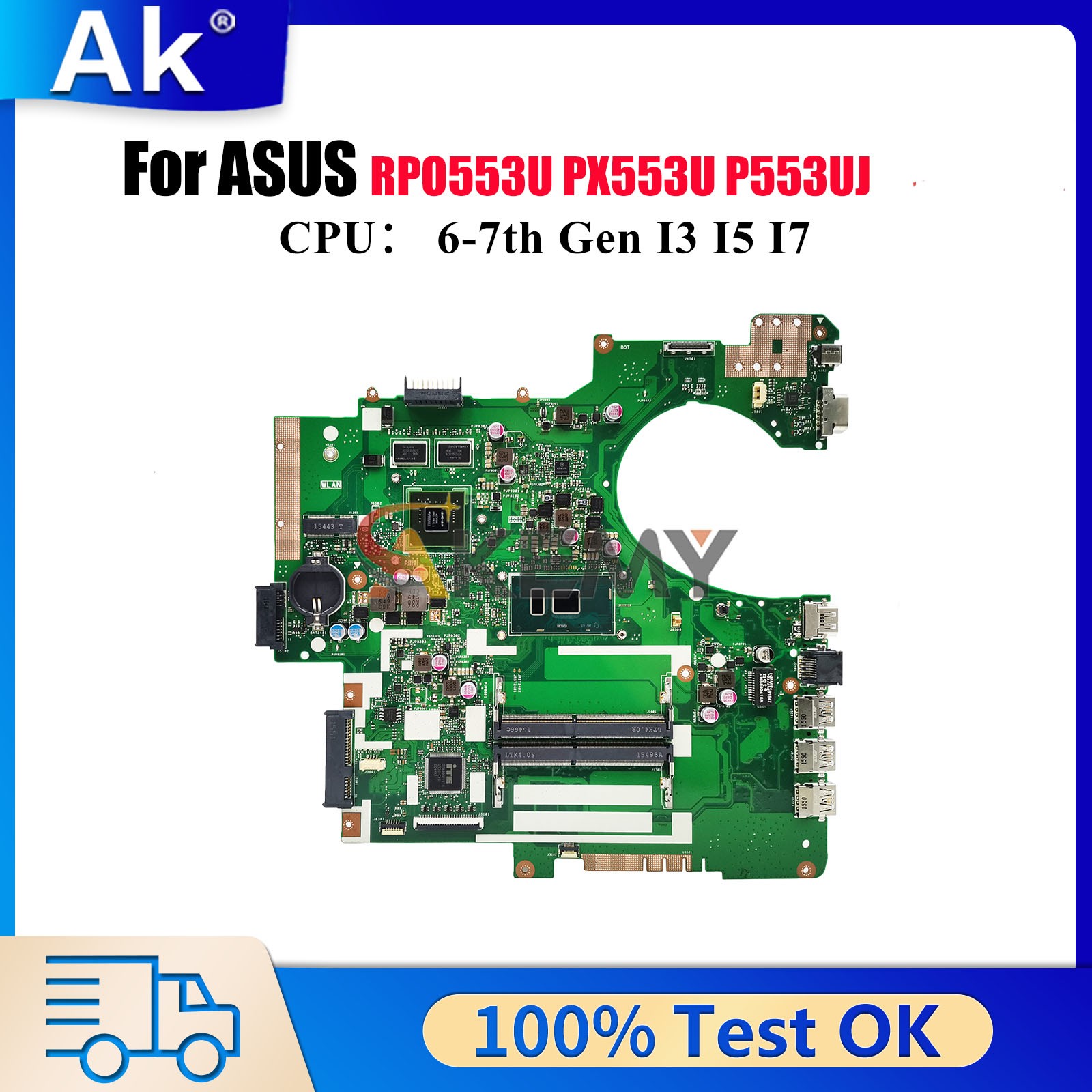 P553UJ Laptop Motherboard For ASUS PE553U PX553U RPO553U Mainboard W/CPU