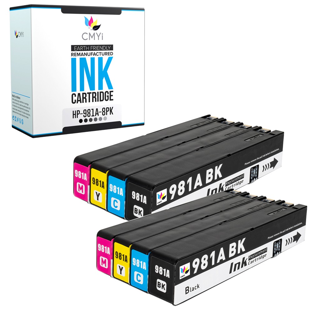 CMYi 8-Pack Compatible 981A Ink fits HP PageWide Enterprise Color MFP 586dn