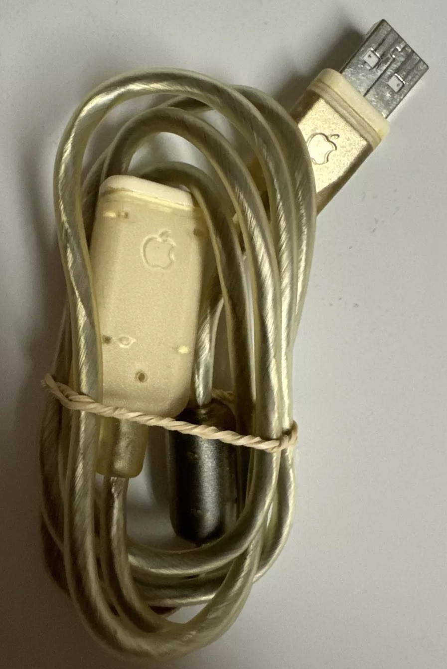 Vintage USB Extension Cable OEM Apple Logo Clear  VTG 3 Feet