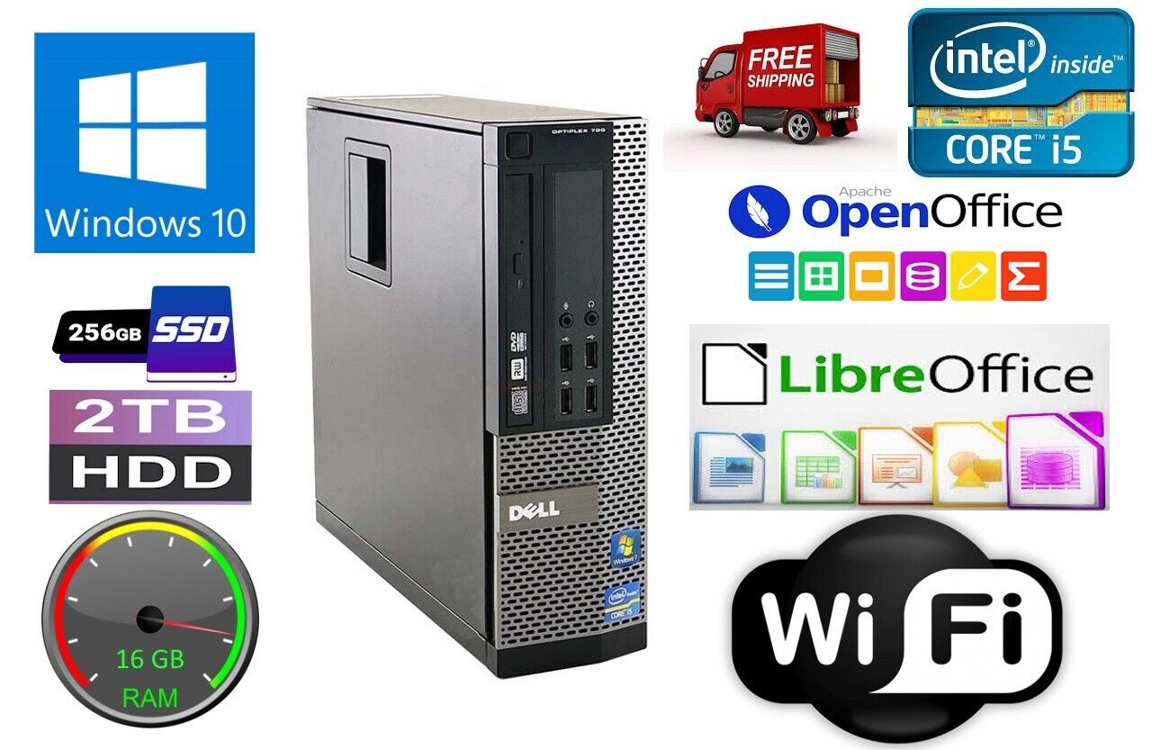 Fast Dell Optiplex 7010 Business Desktop Windows 10 Pro 64,16GB 250GB SSD|2TB HD