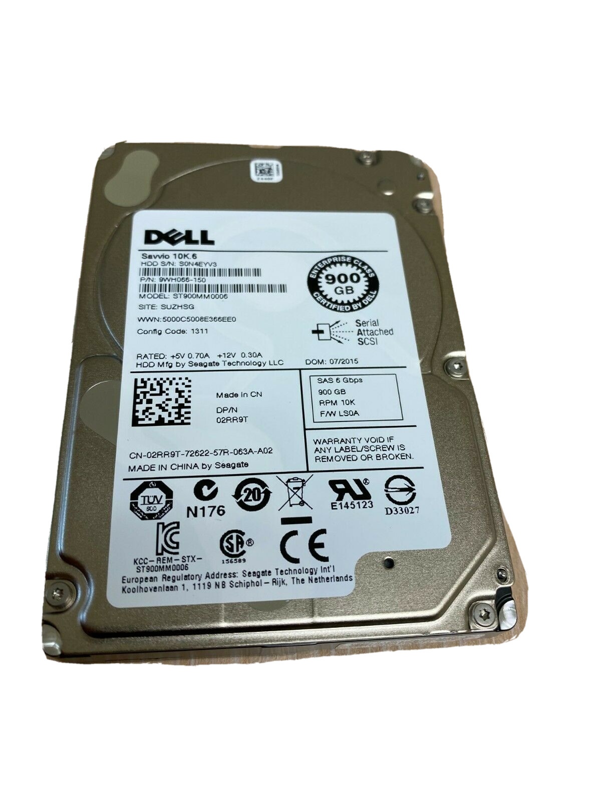 Dell Enterprise 02RR9T 2RR9T 9WH066-150 900GB 10K 2.5" 6Gbps SAS Hard Drive HDD