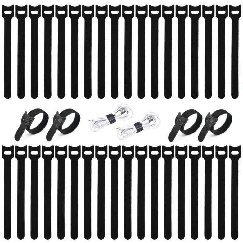 BALABALA 100PCS Cable Ties 6 Inch, Reusable Hook and Loop Straps for Cord Manage