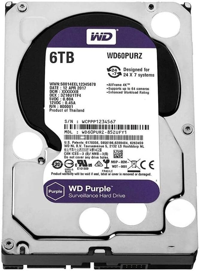 WD60PURZ WESTERN DIGITAL 6TB PURPLE SATA GB/S 5400 RPM