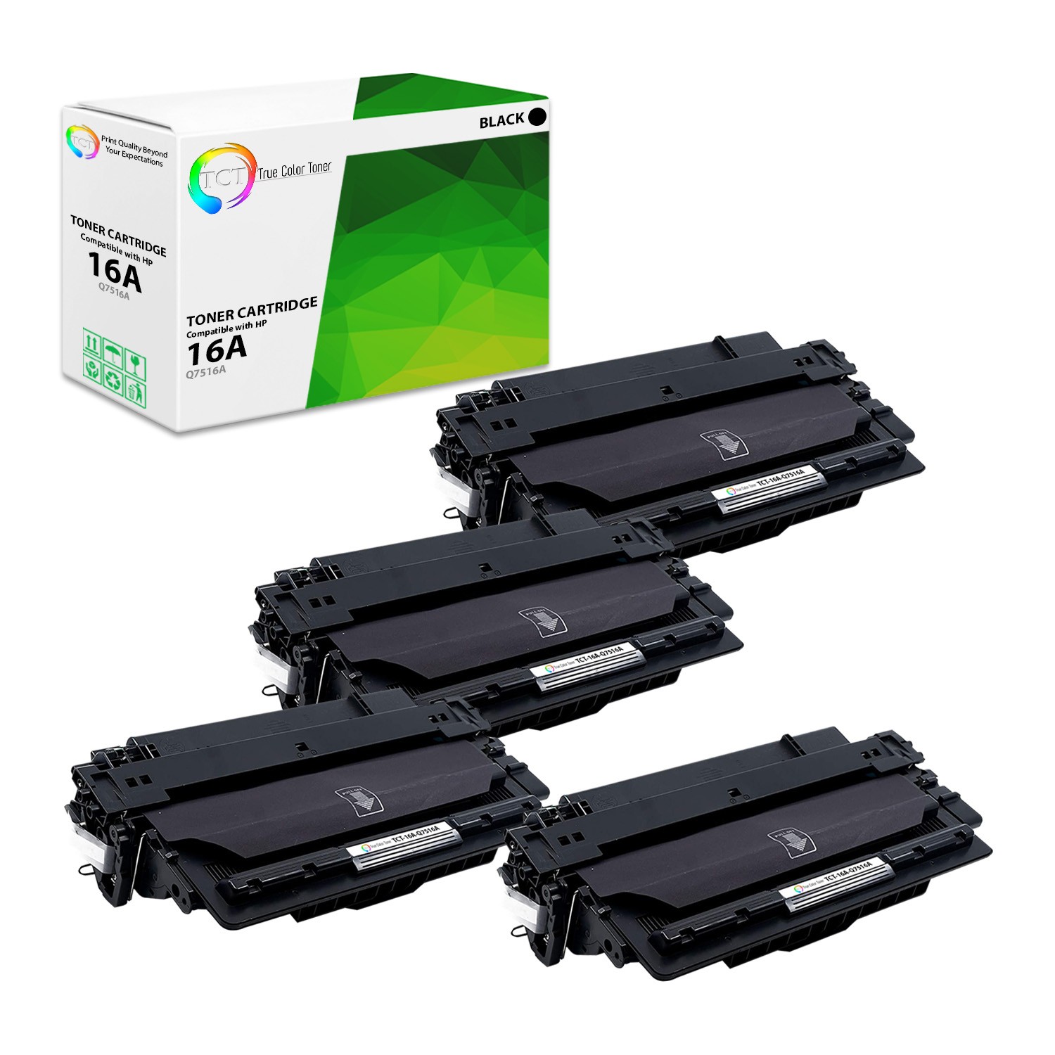 4Pk TCT Premium 16A Q7516A Black for HP LaserJet 5200 5200DTN Compatible Toner