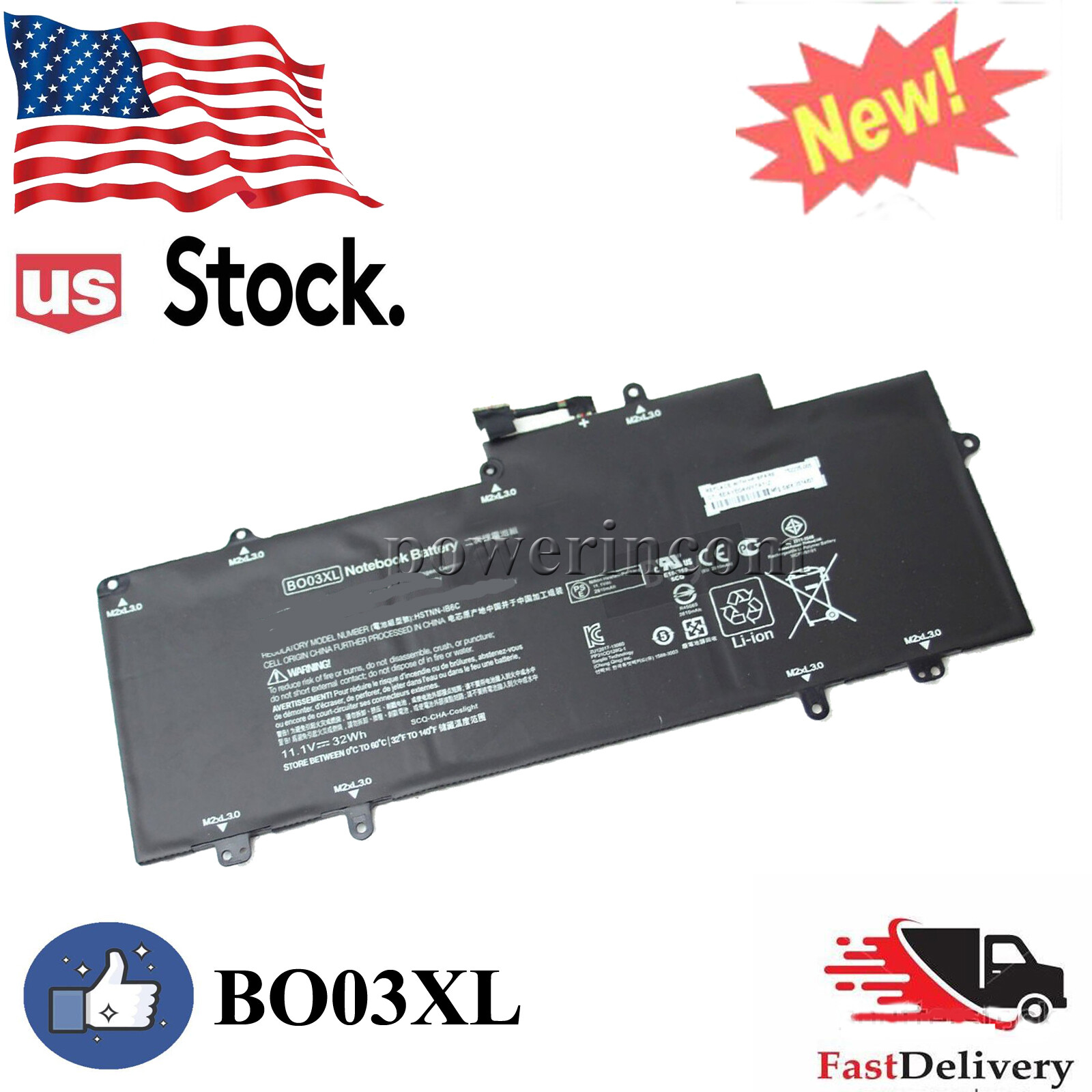 BO03XL B003XL Battery Pack for HP Chromebook 14 G3 - Notebook, 11.4V 32WH