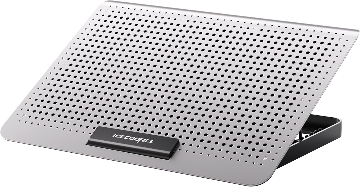 ICE COOREL Aluminum Laptop Cooling Pad, Cooler Stand with 7 Silver