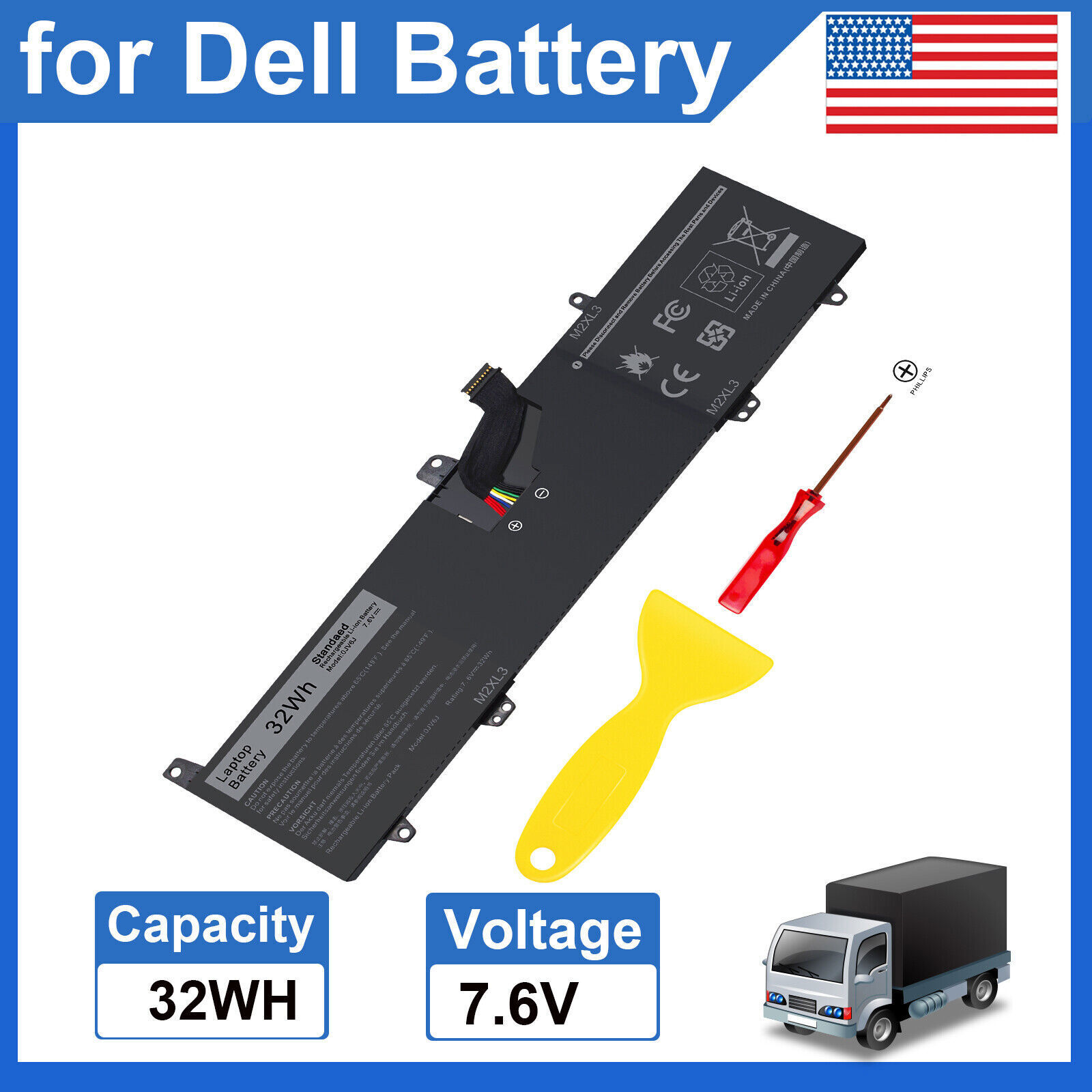 0JV6J Battery For Dell INSPIRON 3179 3180 3162 3164 3168 Series OJV6J PGYK5 NEW
