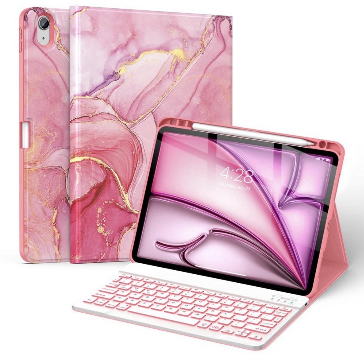Keyboard Case for iPad Air 11-inch M4/M3/M2 (2026/2025/2024) Soft TPU Back Cover
