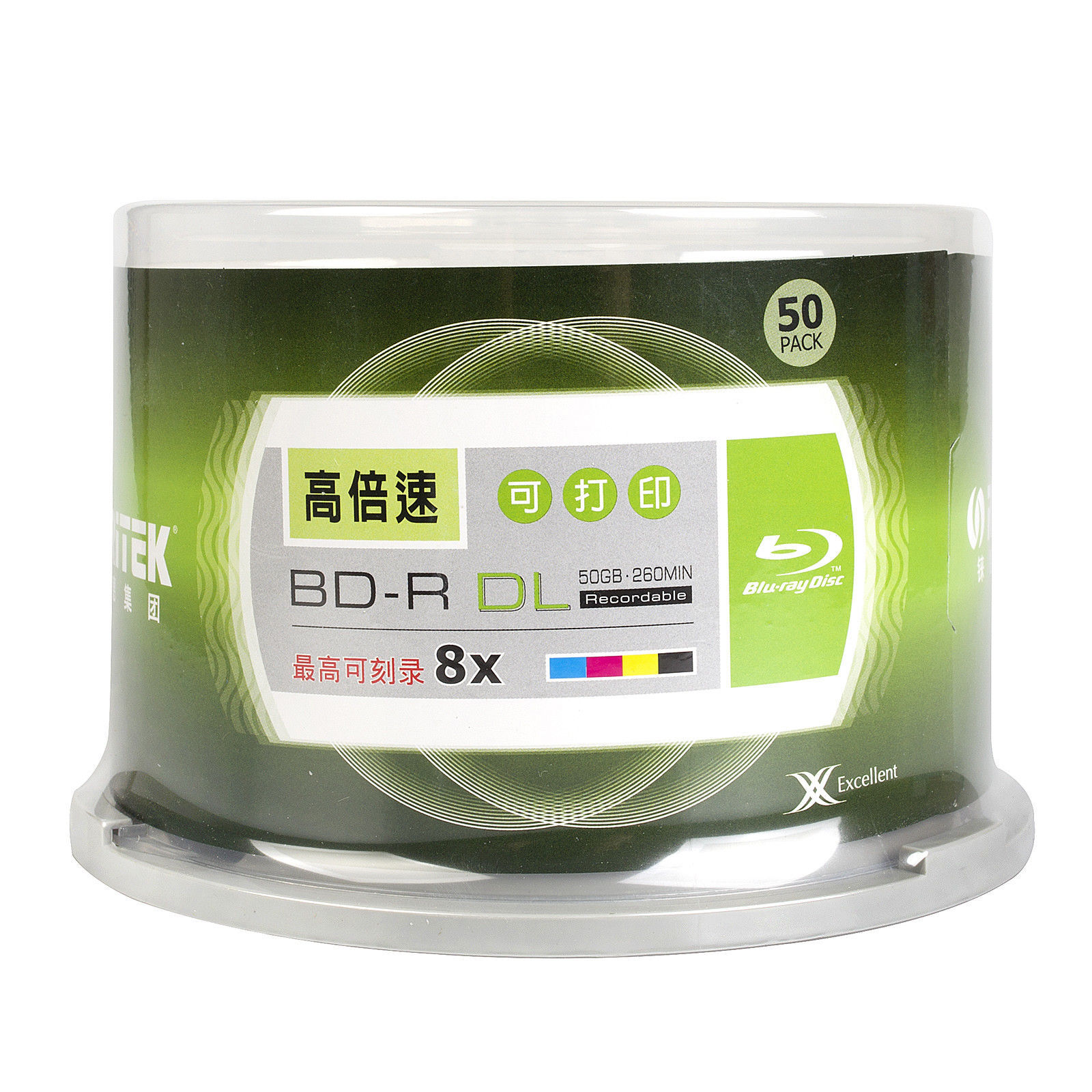 50 Pack 50GB Bluray Blank Disc Dual Layer BD-R 260min 8X Recordable Printable