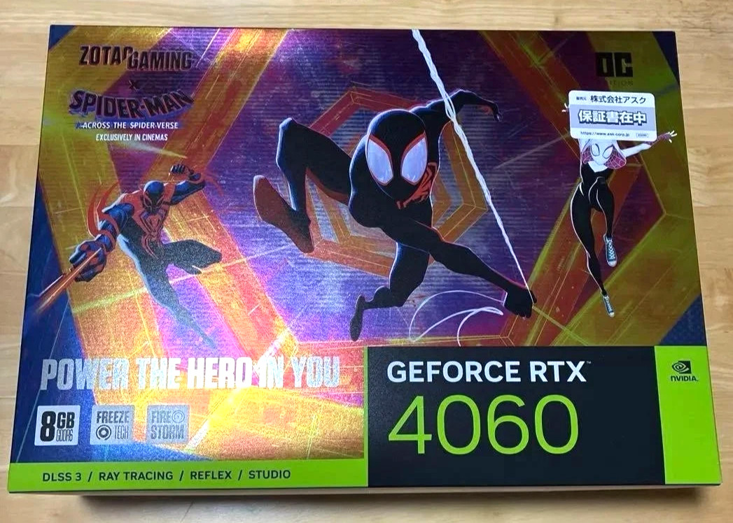 New ZOTAC GAMING GeForce RTX 4060 8GB OC Spider-Man Across the Spider-Verse