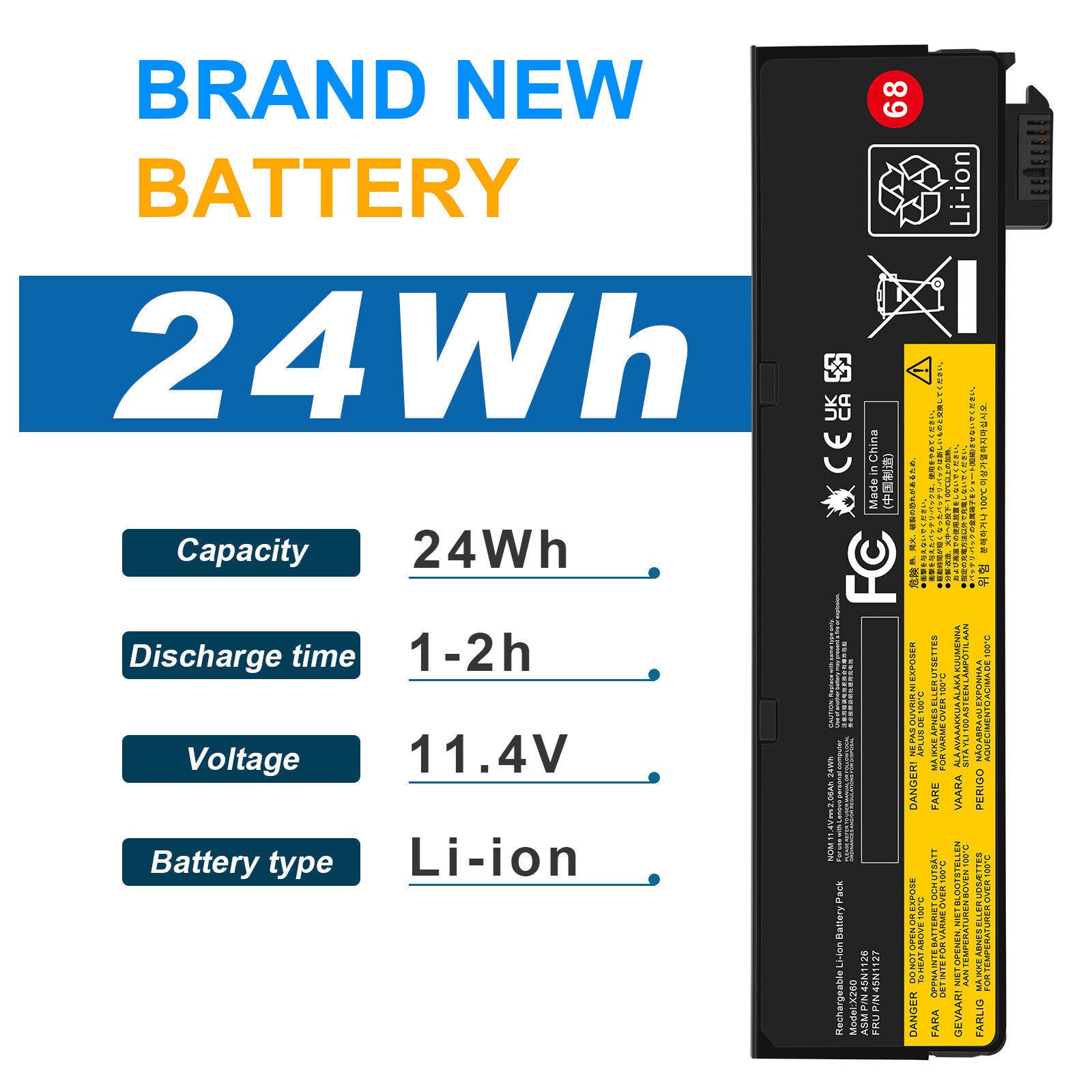X240 Battery 68+ 45N1128 Battery For ThinkPad T440 T440s T450 T450s L450 0C52861