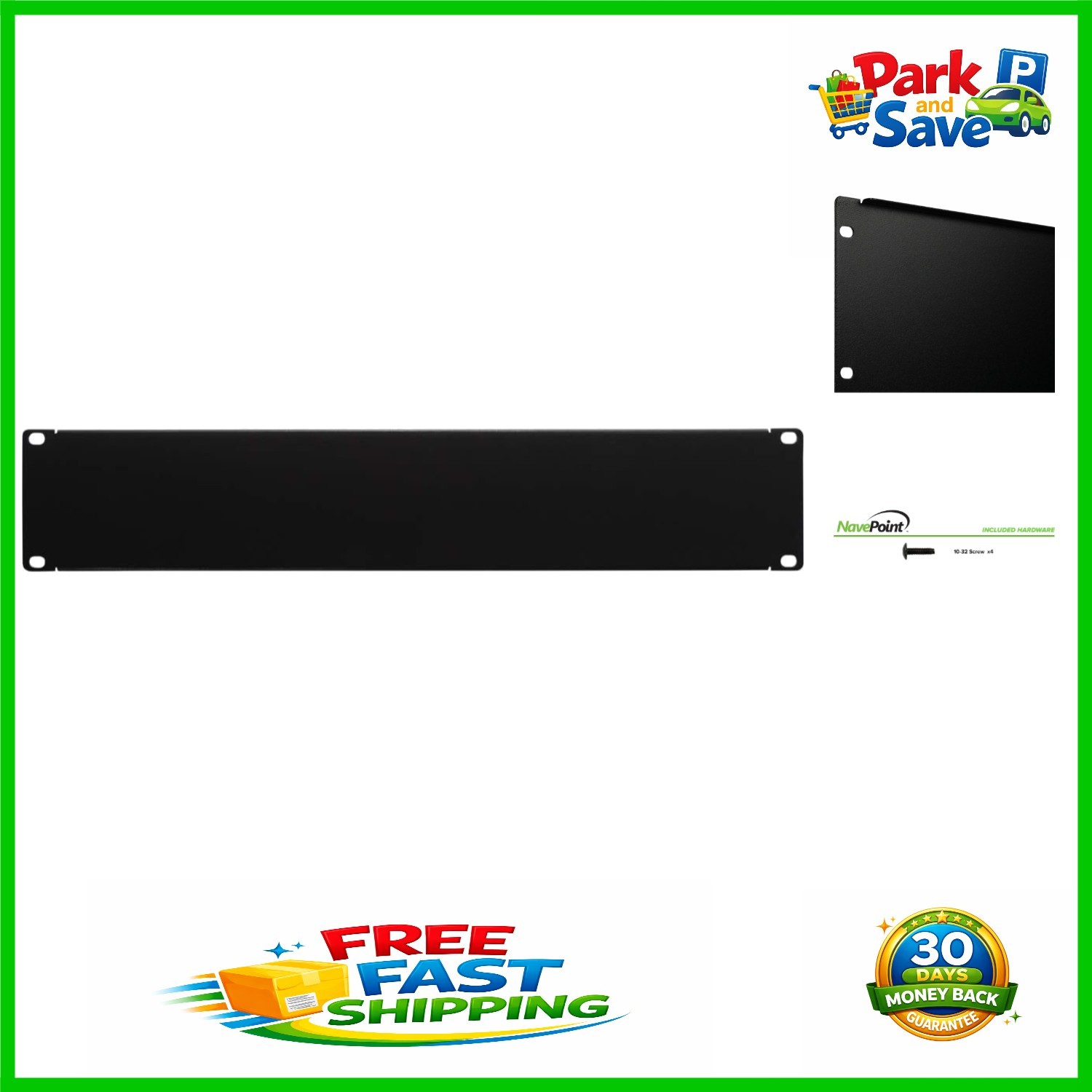Durable 2U Black Alloy Steel Rack Mount Panel for Network Cabinet Organization