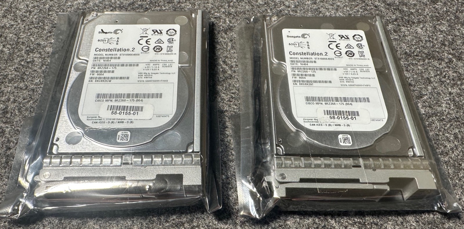 New Lot of 2 CISCO 9RZ268-175 UCS-HD1T7KS2-E  1TB 7.2K 2.5" HDD SAS ST91000640SS