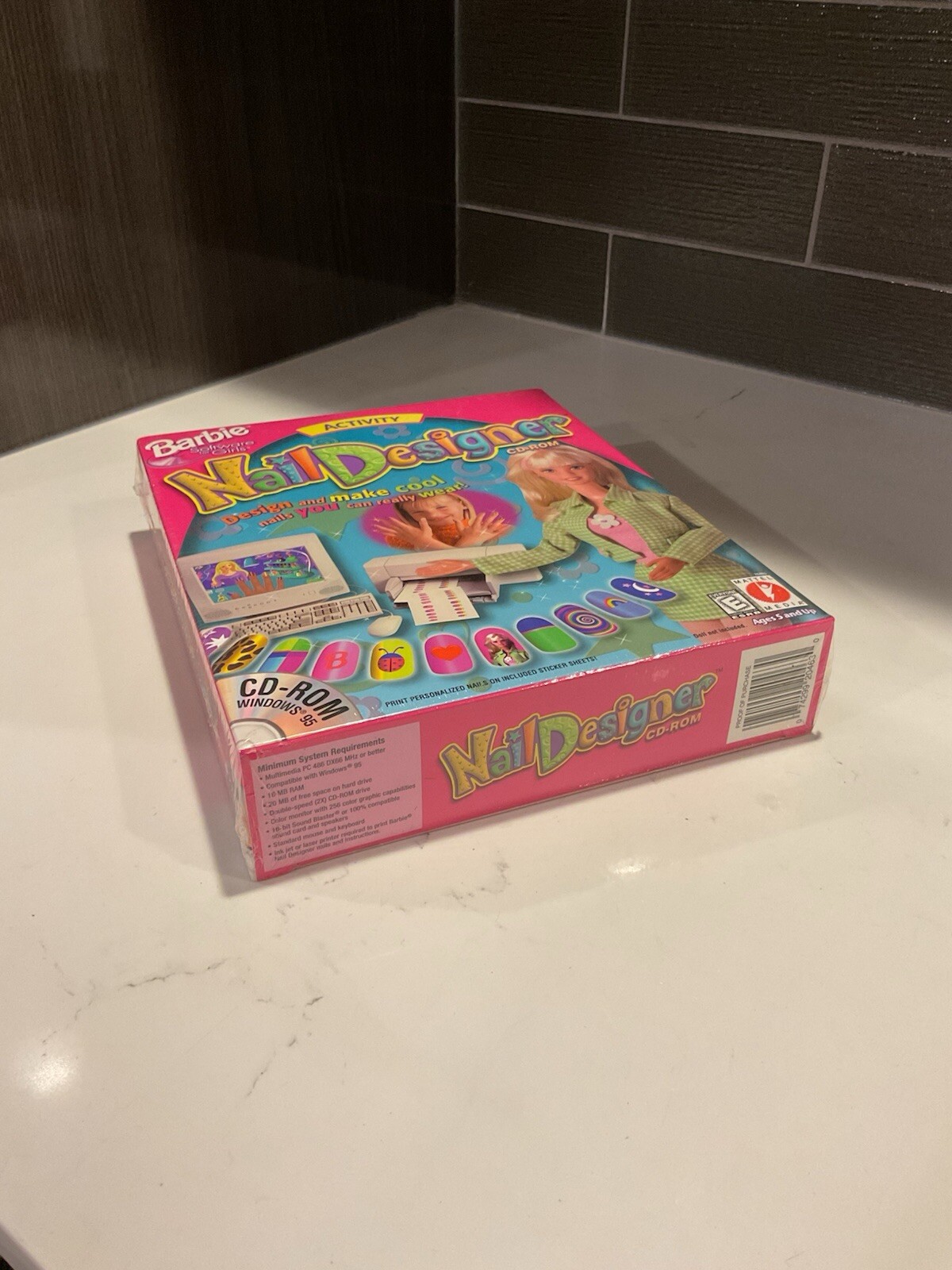 1998 Barbie Nail Designer CD Rom Windows 95 Printable Nail Stickers 90s — Sealed
