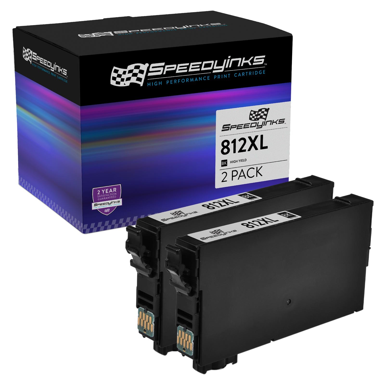 SPEEDY REMAN 2PK Epson 812XL T812XL120 Black Ink Cartridge EC-C7000 WF-7820 7840