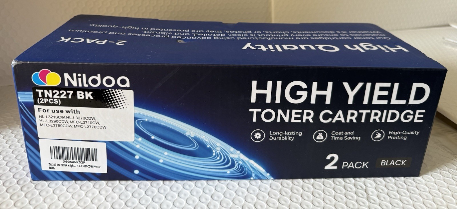 Nildoa High Yield Replacement Toner Cartridge For Brother TN227 , Black, 2 Pack,