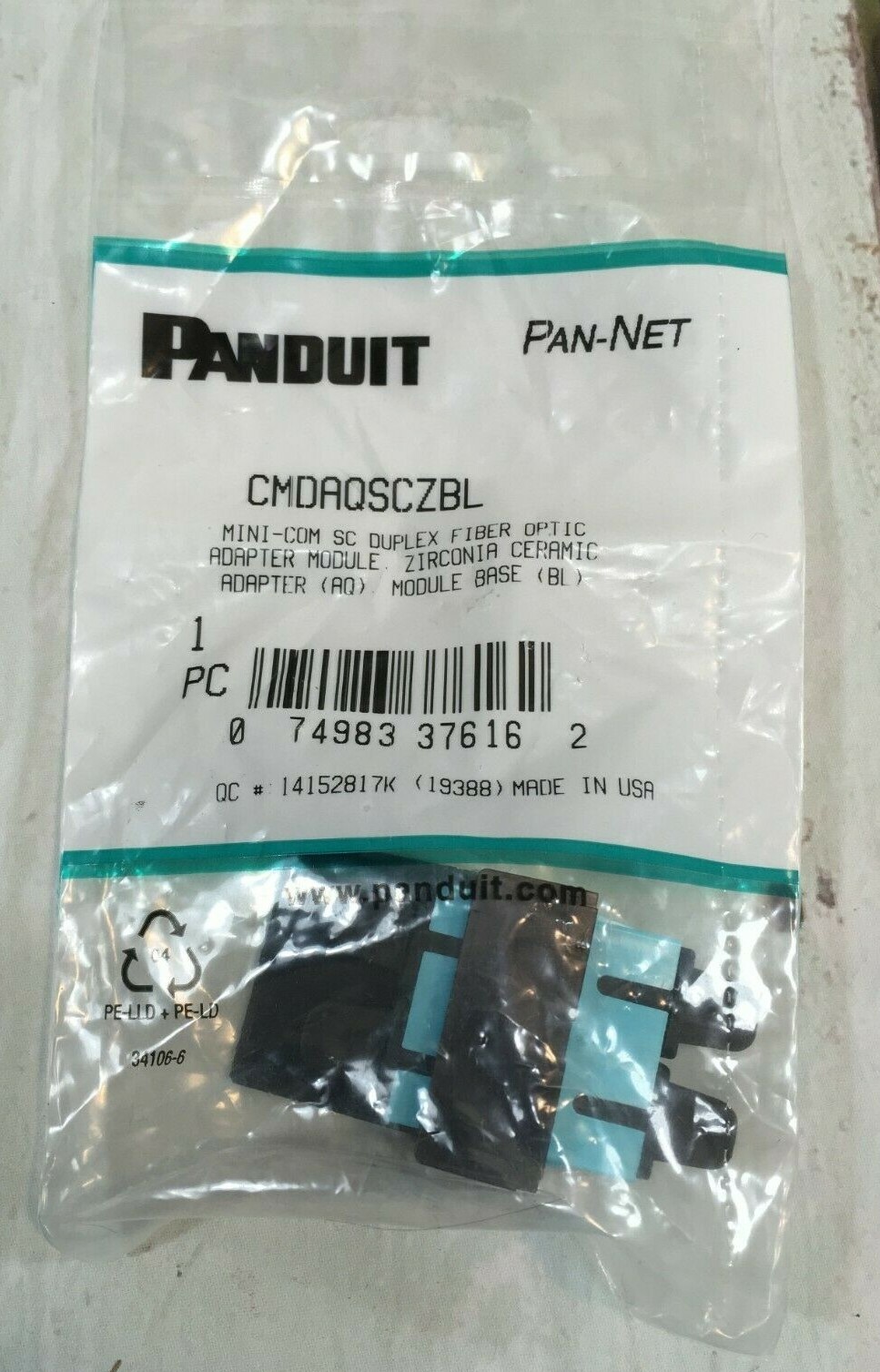 Panduit CMDAQSCZBL MINI-COM SC DUPLEX FIBER OPTIC ADAPTER MODULE BRAND NEW