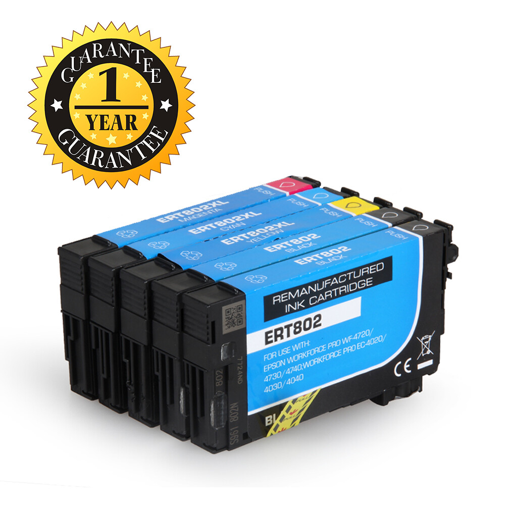 Generic T802XL KCMY 5pk Ink Cartridge For Epson WorkForce EC-4020 4030 WF-4720