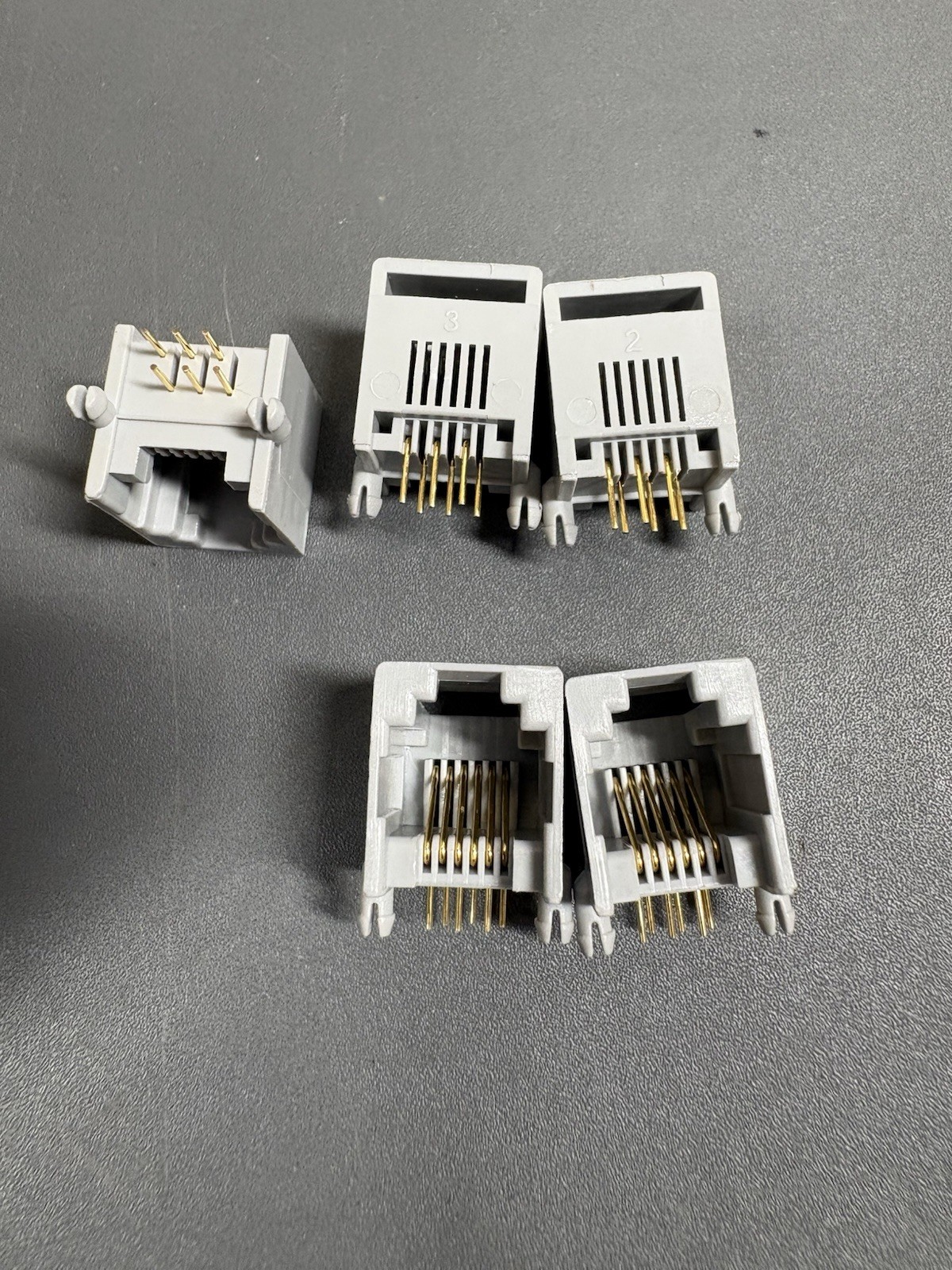 50x RJ12 6P6C Right Angle PCB Jack Through Hole Gold Pins
