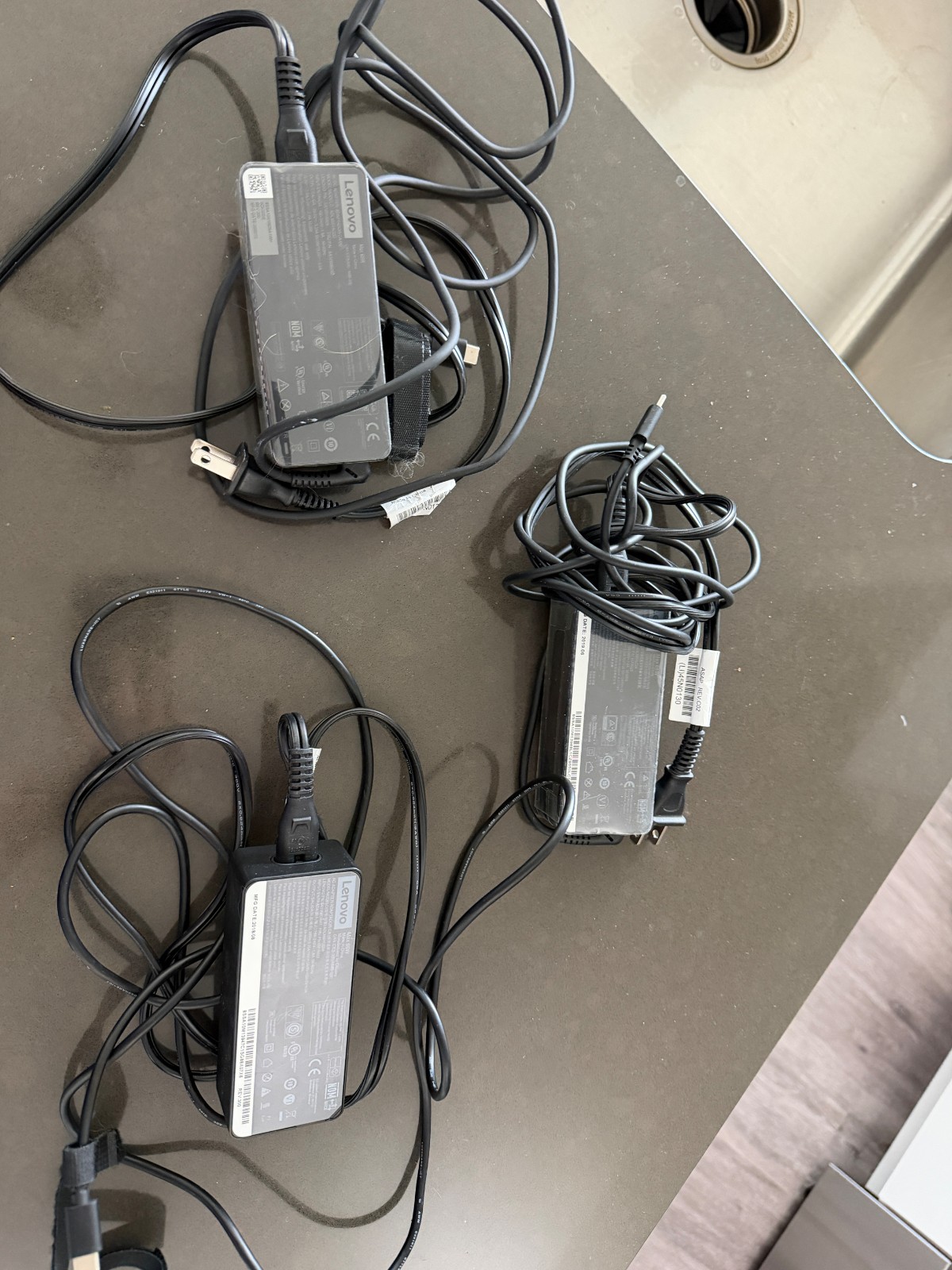 Lot of 4 USB-C Laptop Chargers - 3x Genuine Lenovo 65W + 130W USB-C for Dell XPS