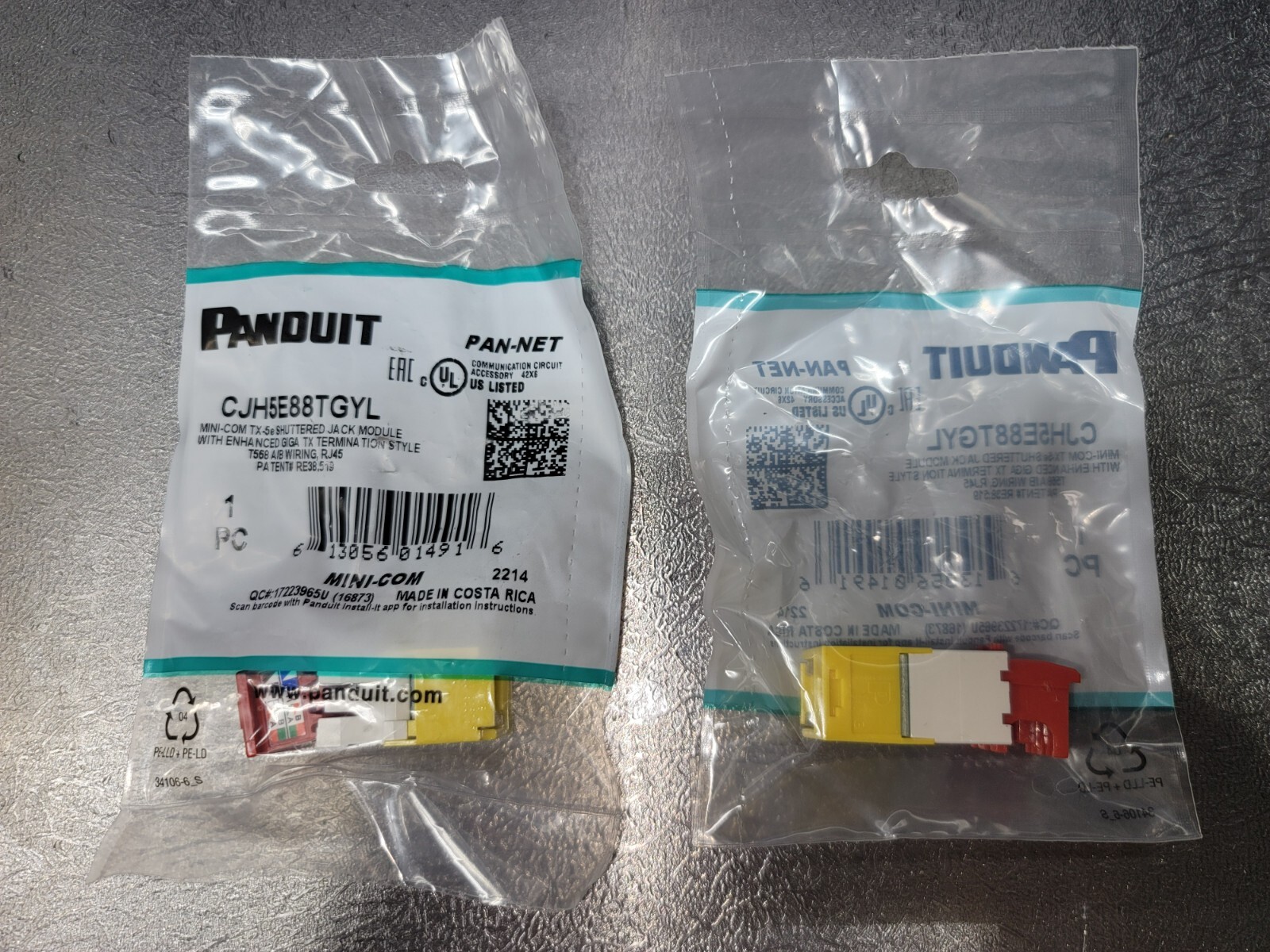 Lot of 75 - Panduit CJH5E88TGYL UTP Jack Module - Yellow
