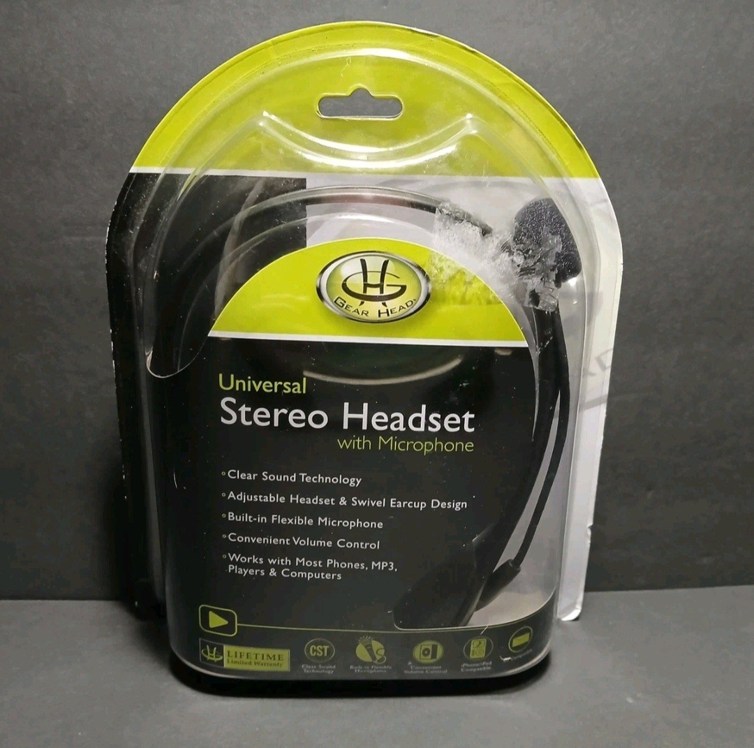 Gear Head AU2700S Adjustable Universal Stereo Headset Boom Mic Volume Control