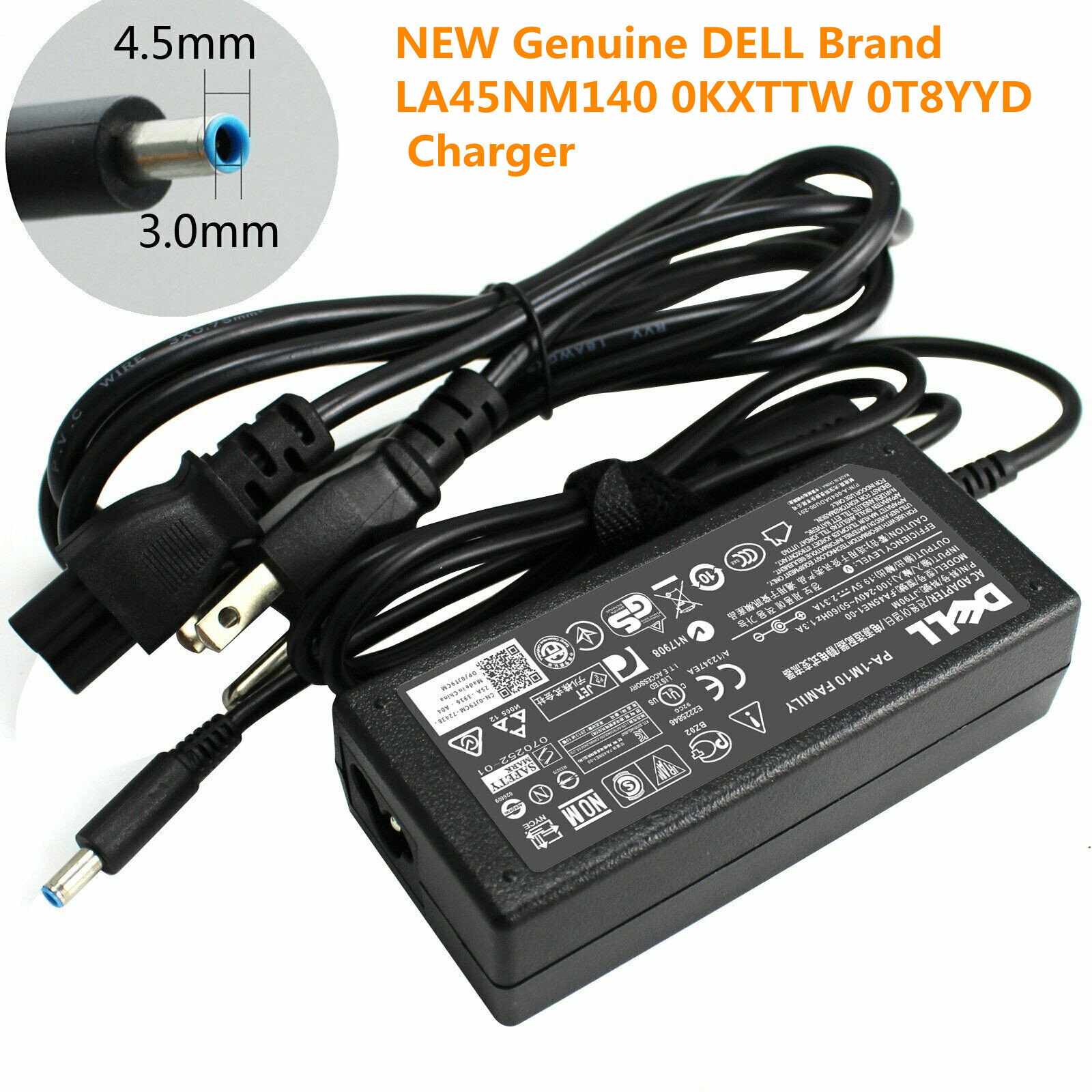 Genuine 45W Charger Adapter Inspiron 13 14 15 17 3000 5000 7000 series 4.5*3.0mm