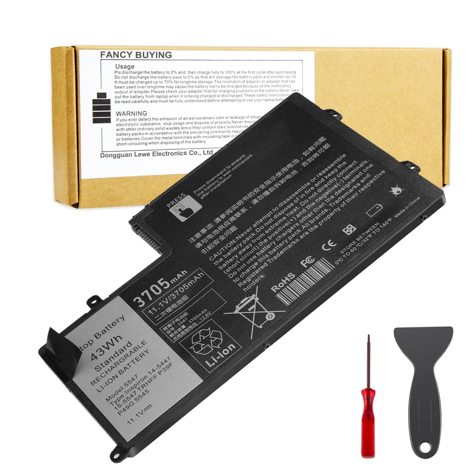43Wh Laptop Battery for Inspiron 14/15 & Latitude 3450/3550 - High Capacity Repl