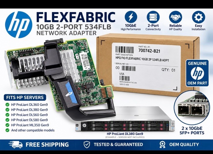 HP 700742-B21 - HP 534FLB 10GB FlexLOM Adapter for G8 Blades New #J4
