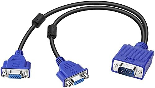 Dual VGA Splitter Monitor Cable 1 Male to 2 Female Adapter Converter VGA Video Y