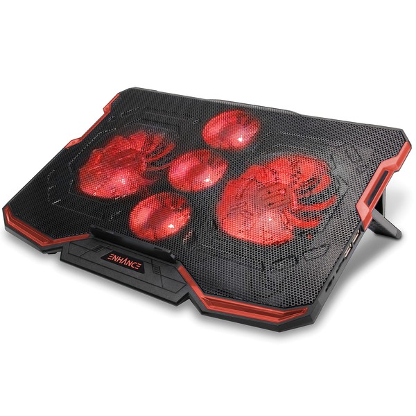 Enhance Engxc20100Rdws Cryogen 2 Laptop Cooling Pad With 5 Fans, Rgb Lighting,
