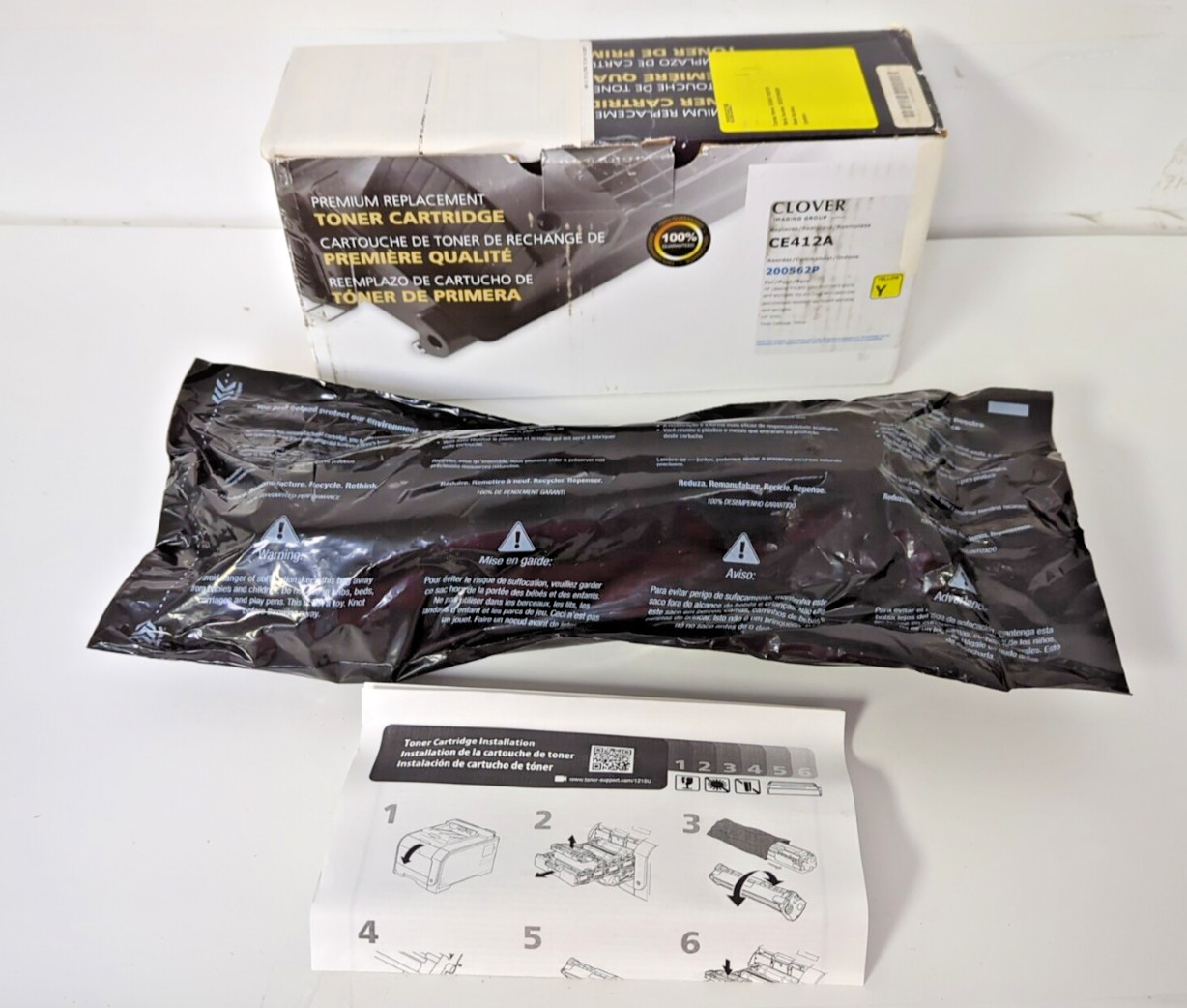 CLOVER PREMIUM REPLACEMENT TONER CARTRIDGE CE412A, 200562P YELLOW