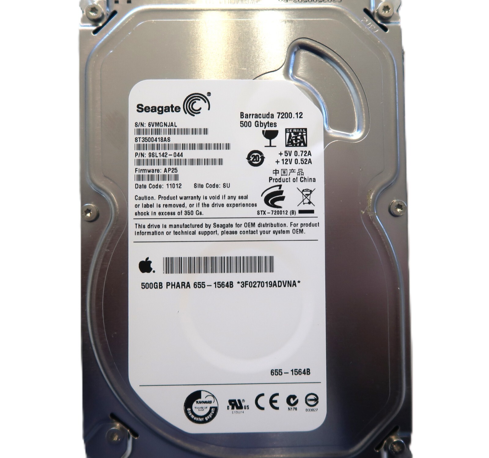Seagate ST3500418AS 9SL142-044 AP25 (6VM) SU China 500gb 3.5" Sata HDD 07/2010