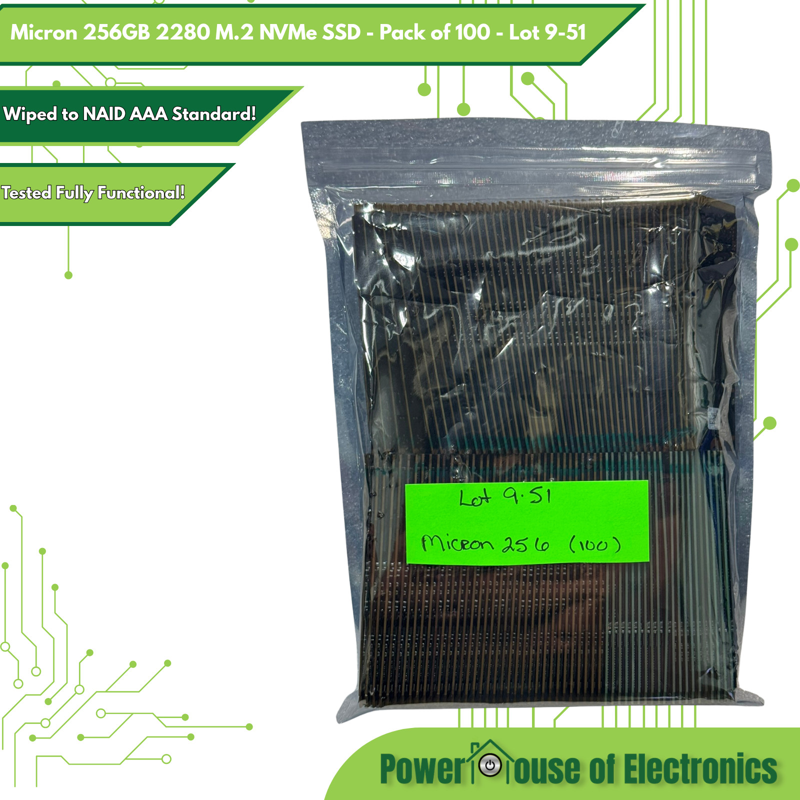 Micron 256GB 2280 M.2 NVMe SSD - Pack of 100 - Lot 9-51