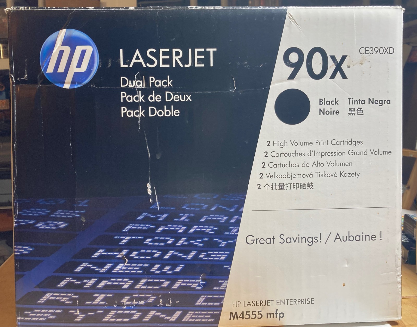 2 Pack GENUINE HP CE390XD LaserJet Toner Cartridge Dual Pack for M4555 mfp New
