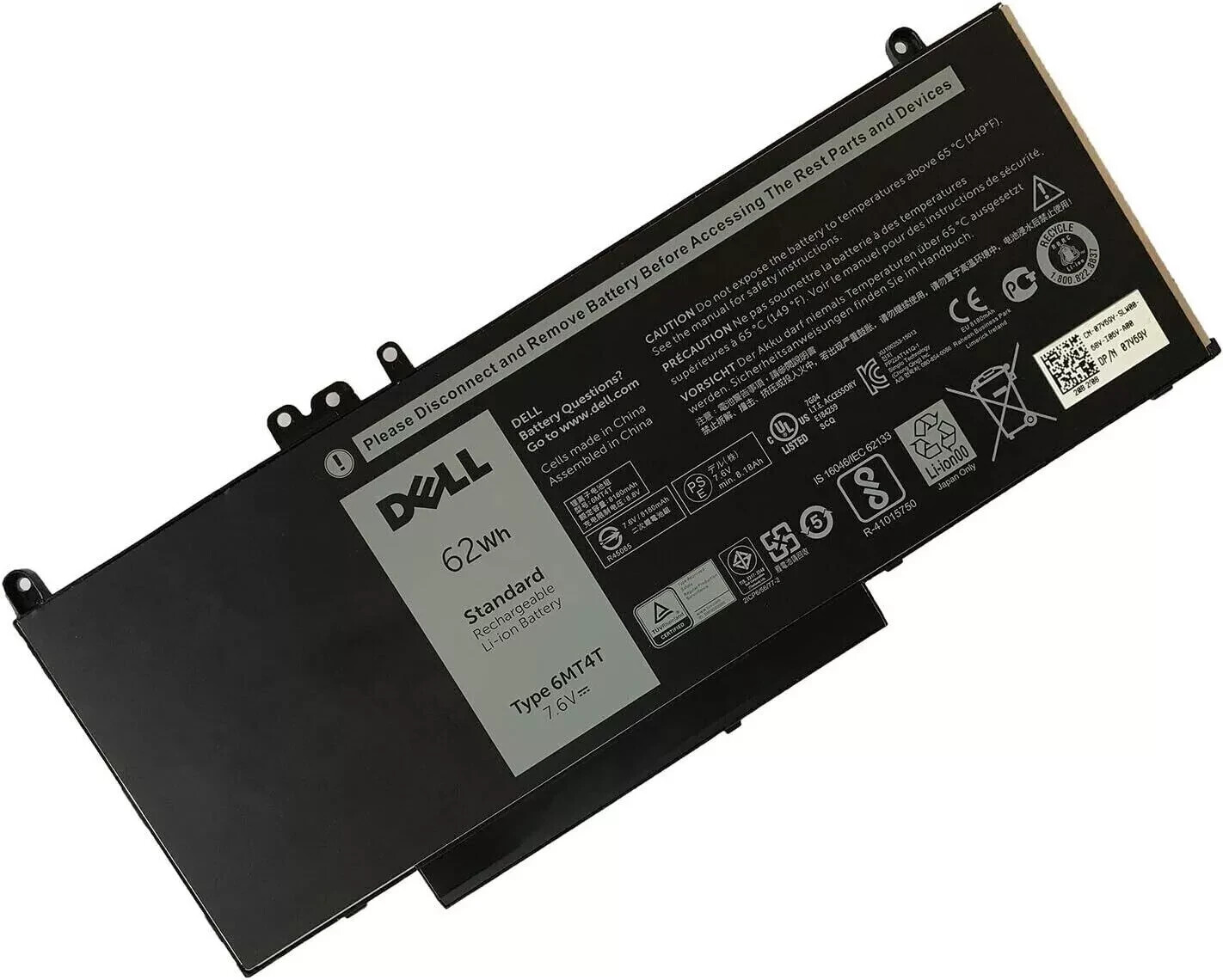 Genuine OEM 6MT4T Battery For Dell Latitude E5470 E5570 6MT4T 07V69Y 7V69Y 62WH