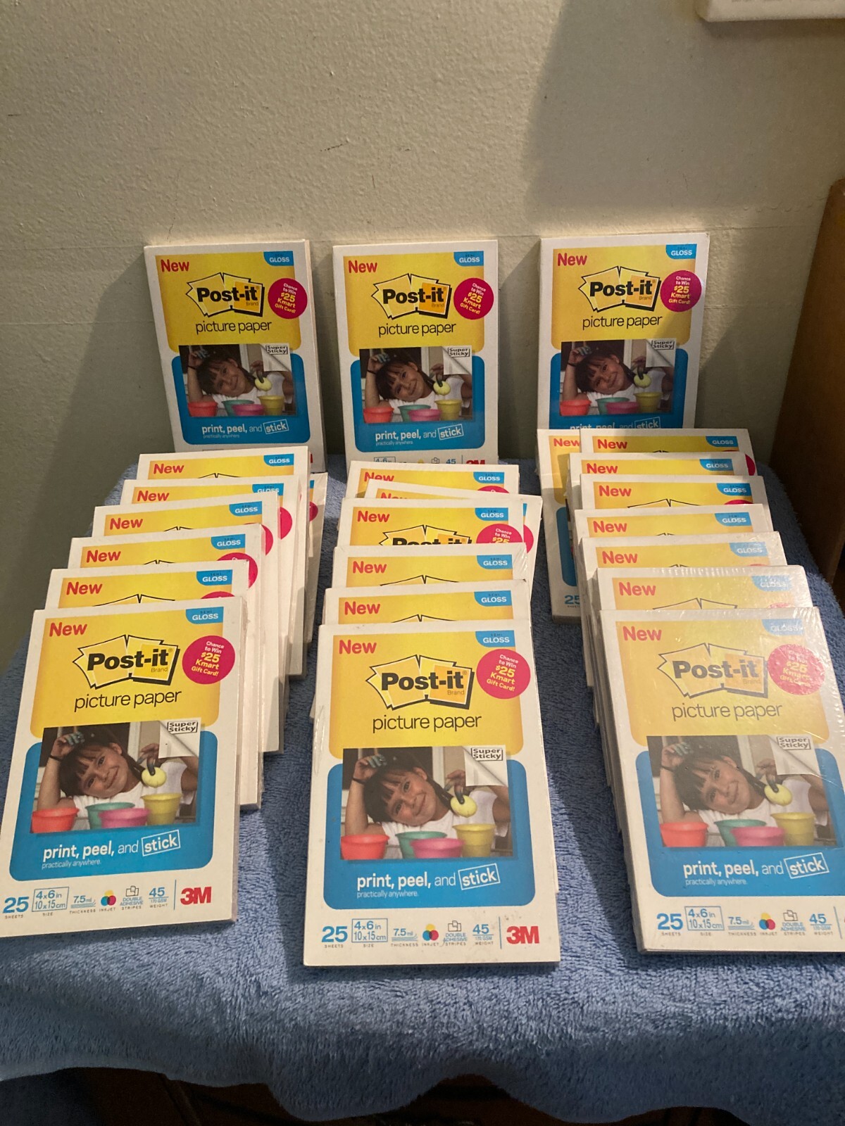 25 NEW 3M Post-It Picture Paper Gloss 4x6 25 Pack Print, Peel, Stick Photo Paper