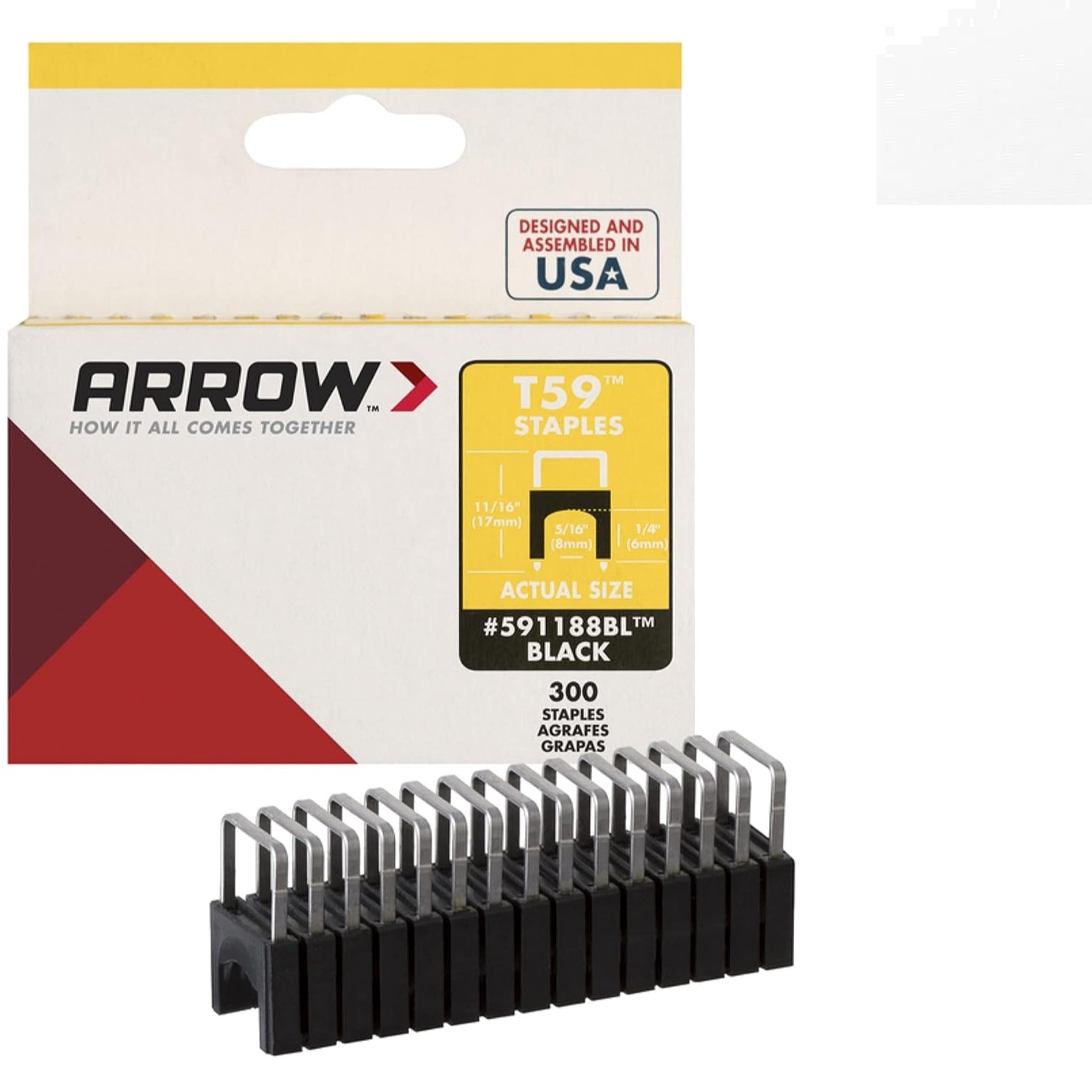 Arrow T59 Stainless Steel Insulated Staples - 300 Count for Cable Installation