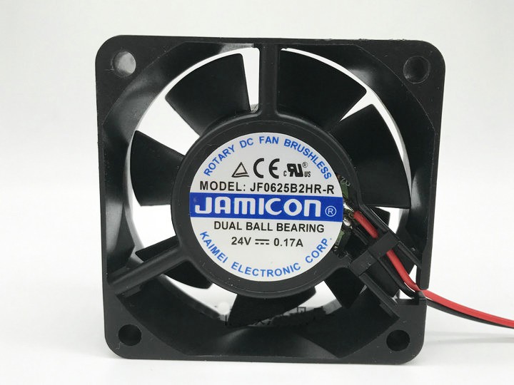1 Pcs For JAMICON JF0625B2HR-R 60*60*25mm 6025 24V 0.17A 2 wire inverter fan