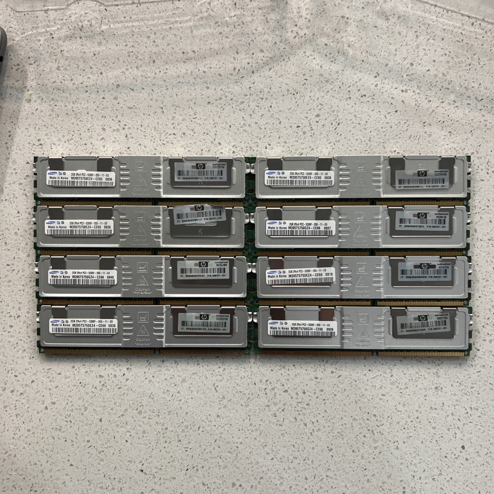 16GB TOTAL, 2gb X 8, SAMSUNG M395T5750GZ4-CE66 2RX4 PC2-5300 Memory RAM