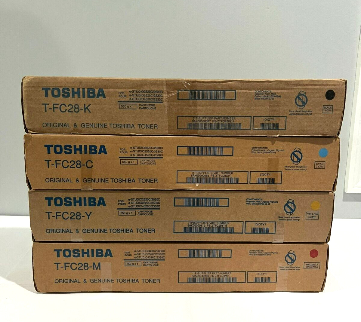 Toshiba T-FC28-C, T-FC28-Y, T-FC28-M, T-FC28-K, Toner Set x4 For 2330C 3530C NEW
