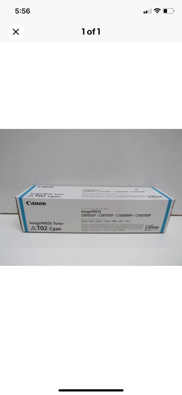 Genuine CANON T02 CYAN TONER CARTRIDGE IMAGEPRESS C8000 C9010 C10000 C10010 VP